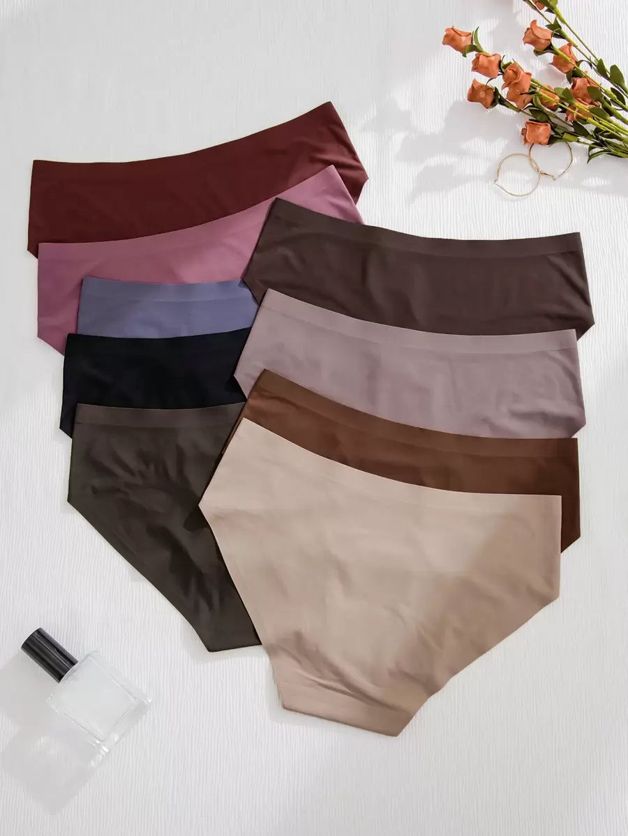 9pcs/Set Women Plain Minimalist Style Triangle Briefs, Casual Everyday Underwear