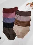 9pcs/Set Women Plain Minimalist Style Triangle Briefs, Casual Everyday Underwear