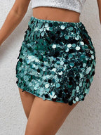 BamGleam Sequin Mini Bodycon Skirt For Holiday Party Clothes