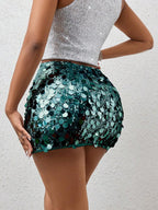 BamGleam Sequin Mini Bodycon Skirt For Holiday Party Clothes