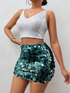 BamGleam Sequin Mini Bodycon Skirt For Holiday Party Clothes