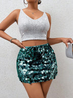 BamGleam Sequin Mini Bodycon Skirt For Holiday Party Clothes