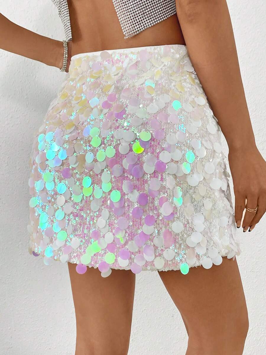 BamGleam Sequin Mini Bodycon Skirt For Holiday Party Clothes