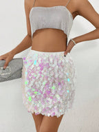 BamGleam Sequin Mini Bodycon Skirt For Holiday Party Clothes