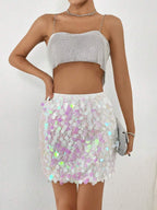 BamGleam Sequin Mini Bodycon Skirt For Holiday Party Clothes