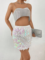 BamGleam Sequin Mini Bodycon Skirt For Holiday Party Clothes