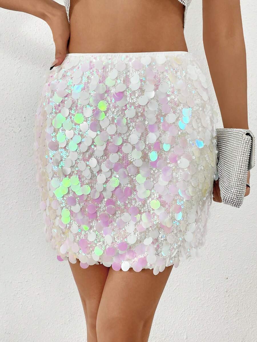BamGleam Sequin Mini Bodycon Skirt For Holiday Party Clothes