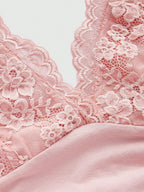 ROMWE PUNK Contrast Lace Ruched Halter Top