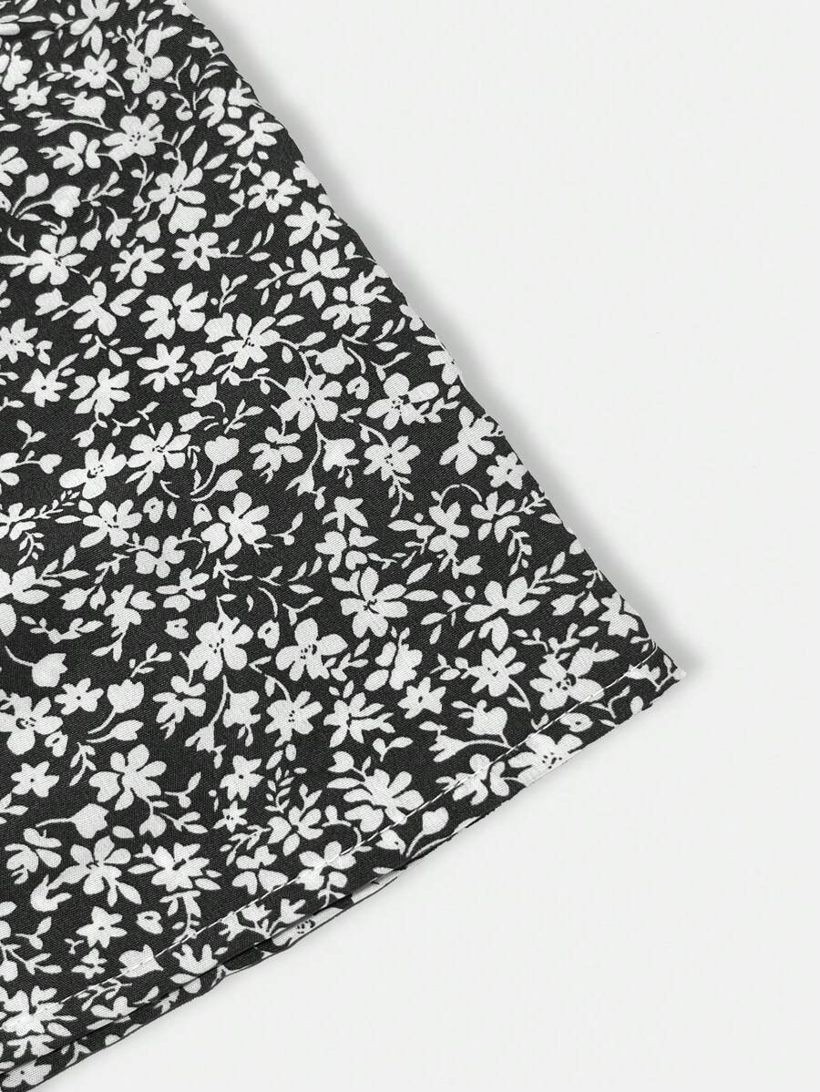 Women's Ditsy Floral Layered Ruffle Elastic Waist Vacation Skirt