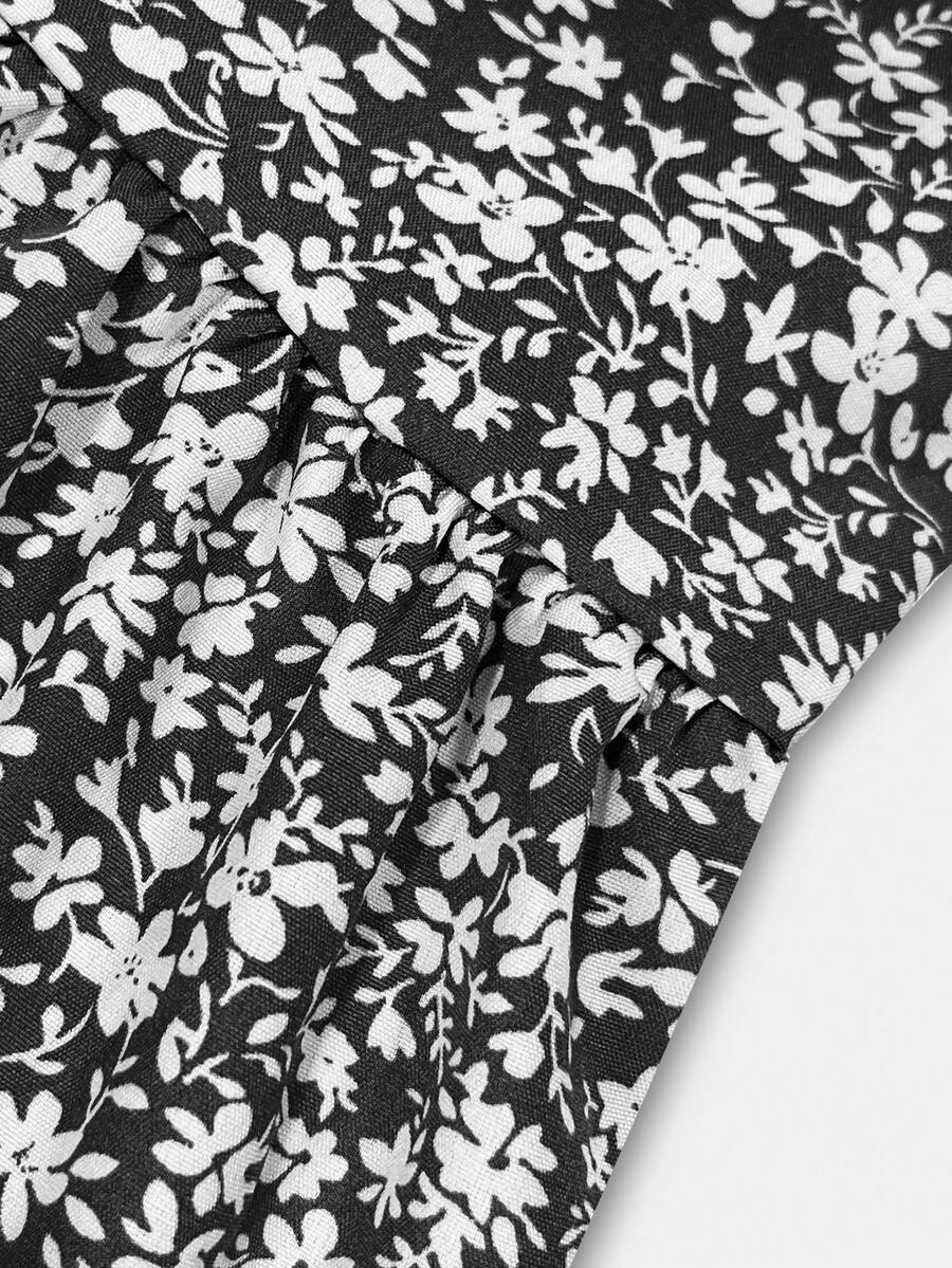 Women's Ditsy Floral Layered Ruffle Elastic Waist Vacation Skirt