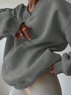 INAWLY Women's Spring And Autumn Loose Fit Casual Pullover With V-Neck And Dropped Shoulders,Ladies Spring/Fall Casual Long Sleeve V Neck Loose Regular Mint Green Drop Shoulder Pullovers Women Hoodies,Long Sleeve Tops Graduation,Back To School Outfits,Graduation,Teacher Outfits For Women,Back To School