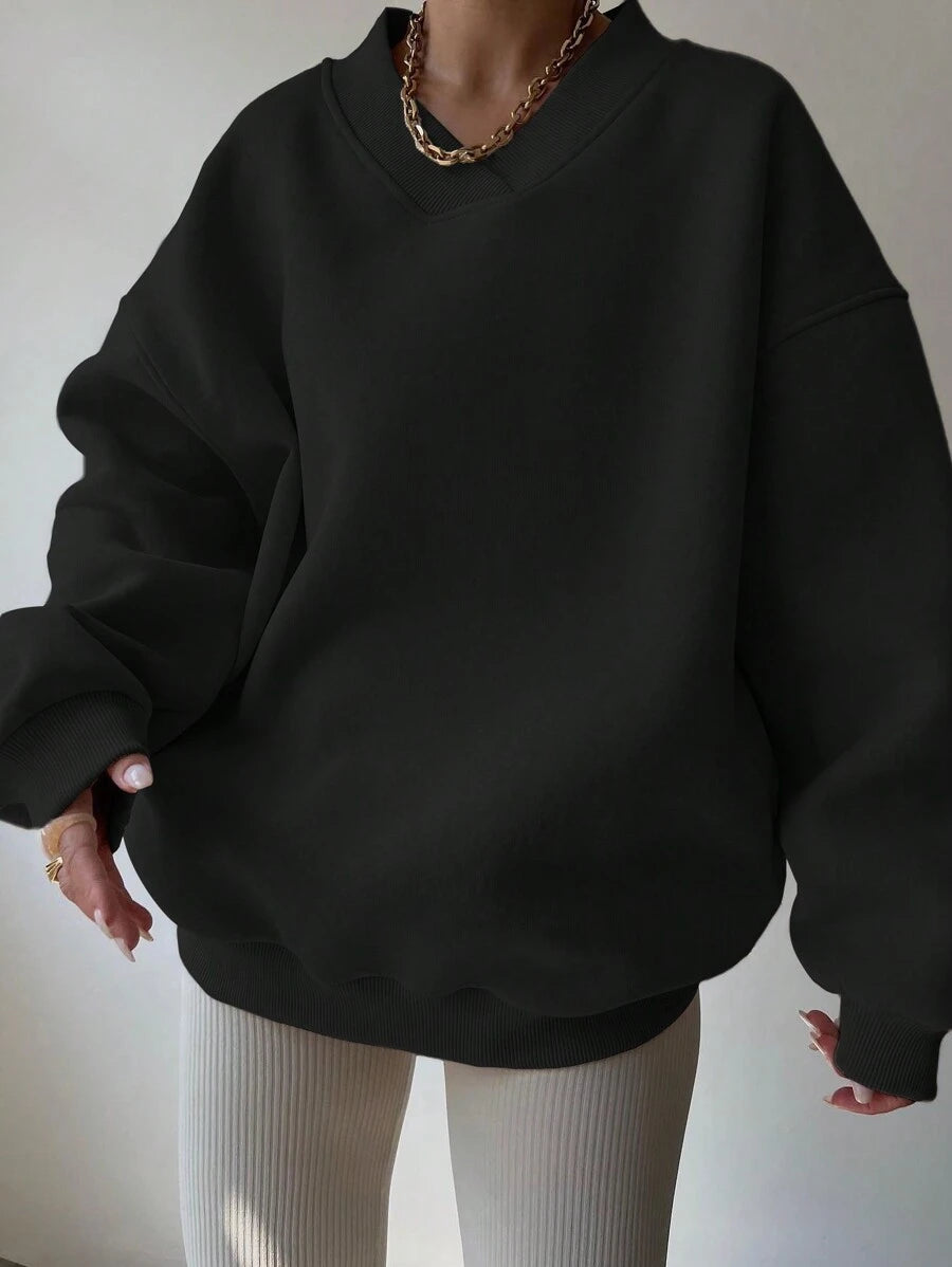INAWLY Women's Spring And Autumn Loose Fit Casual Pullover With V-Neck And Dropped Shoulders,Ladies Spring/Fall Casual Long Sleeve V Neck Loose Regular Mint Green Drop Shoulder Pullovers Women Hoodies,Long Sleeve Tops Graduation,Back To School Outfits,Graduation,Teacher Outfits For Women,Back To School