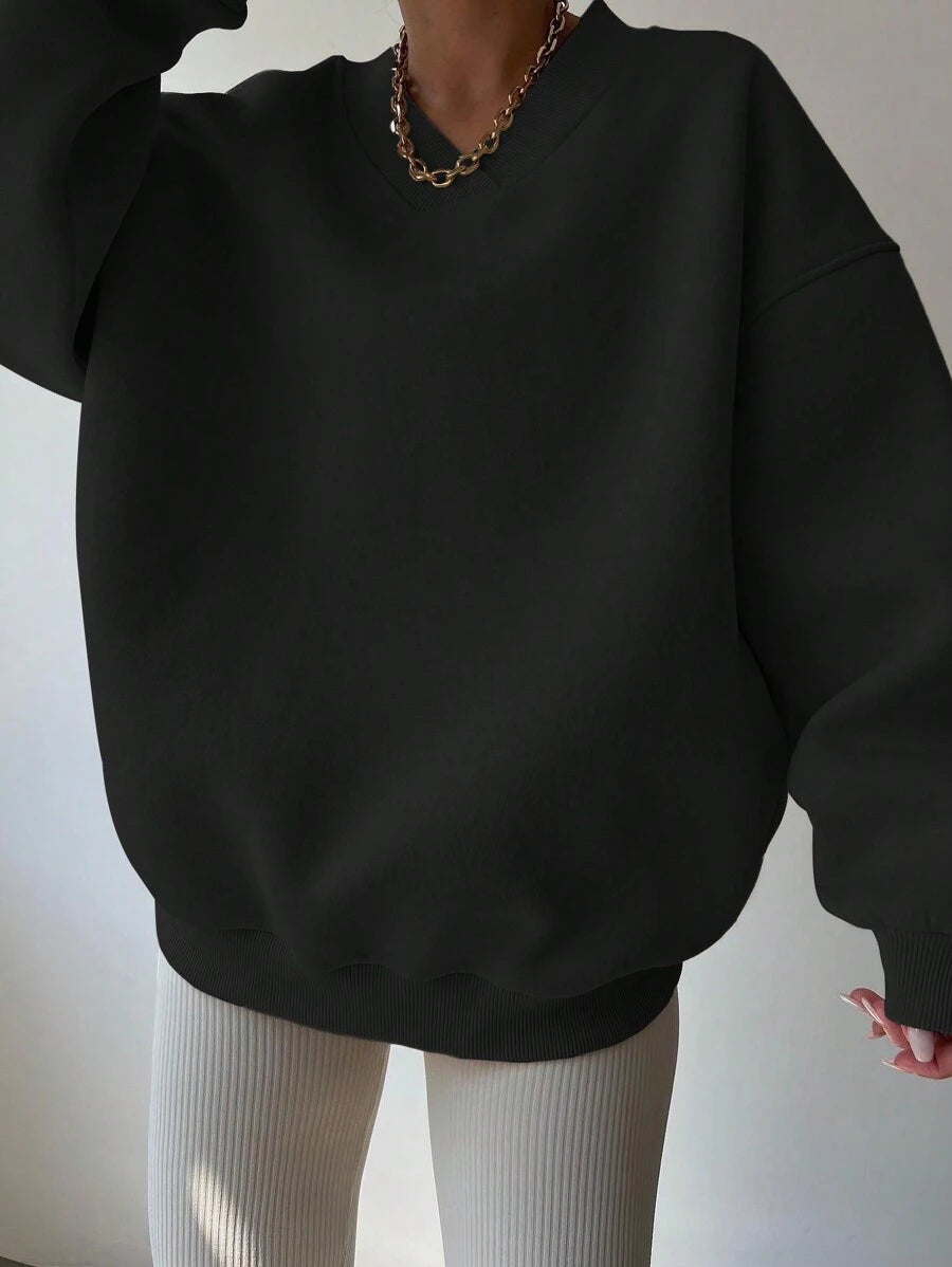 INAWLY Women's Spring And Autumn Loose Fit Casual Pullover With V-Neck And Dropped Shoulders,Ladies Spring/Fall Casual Long Sleeve V Neck Loose Regular Mint Green Drop Shoulder Pullovers Women Hoodies,Long Sleeve Tops Graduation,Back To School Outfits,Graduation,Teacher Outfits For Women,Back To School