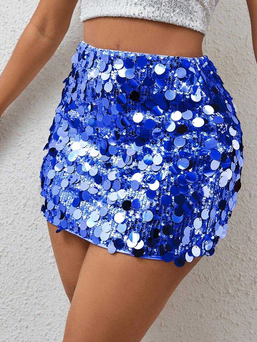 BamGleam Sequin Mini Bodycon Skirt For Holiday Party Clothes