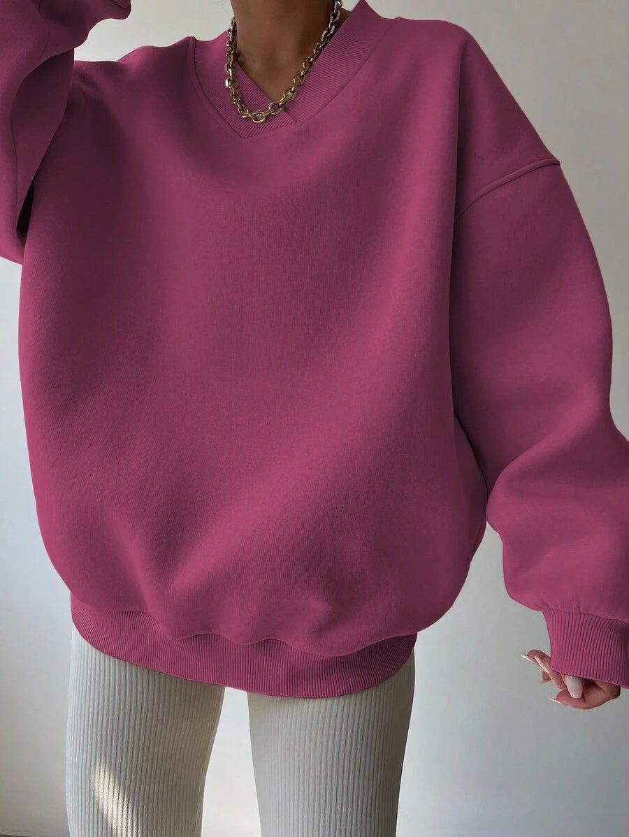 INAWLY Women's Spring And Autumn Loose Fit Casual Pullover With V-Neck And Dropped Shoulders,Ladies Spring/Fall Casual Long Sleeve V Neck Loose Regular Mint Green Drop Shoulder Pullovers Women Hoodies,Long Sleeve Tops Graduation,Back To School Outfits,Graduation,Teacher Outfits For Women,Back To School