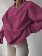 INAWLY Women's Spring And Autumn Loose Fit Casual Pullover With V-Neck And Dropped Shoulders,Ladies Spring/Fall Casual Long Sleeve V Neck Loose Regular Mint Green Drop Shoulder Pullovers Women Hoodies,Long Sleeve Tops Graduation,Back To School Outfits,Graduation,Teacher Outfits For Women,Back To School
