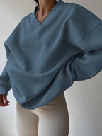 INAWLY Women's Spring And Autumn Loose Fit Casual Pullover With V-Neck And Dropped Shoulders,Ladies Spring/Fall Casual Long Sleeve V Neck Loose Regular Mint Green Drop Shoulder Pullovers Women Hoodies,Long Sleeve Tops Graduation,Back To School Outfits,Graduation,Teacher Outfits For Women,Back To School