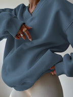 INAWLY Women's Spring And Autumn Loose Fit Casual Pullover With V-Neck And Dropped Shoulders,Ladies Spring/Fall Casual Long Sleeve V Neck Loose Regular Mint Green Drop Shoulder Pullovers Women Hoodies,Long Sleeve Tops Graduation,Back To School Outfits,Graduation,Teacher Outfits For Women,Back To School