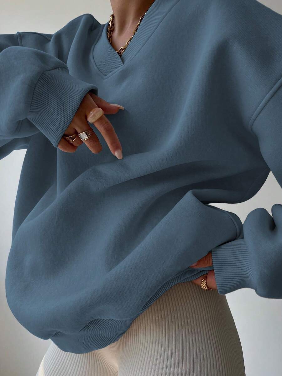 INAWLY Women's Spring And Autumn Loose Fit Casual Pullover With V-Neck And Dropped Shoulders,Ladies Spring/Fall Casual Long Sleeve V Neck Loose Regular Mint Green Drop Shoulder Pullovers Women Hoodies,Long Sleeve Tops Graduation,Back To School Outfits,Graduation,Teacher Outfits For Women,Back To School