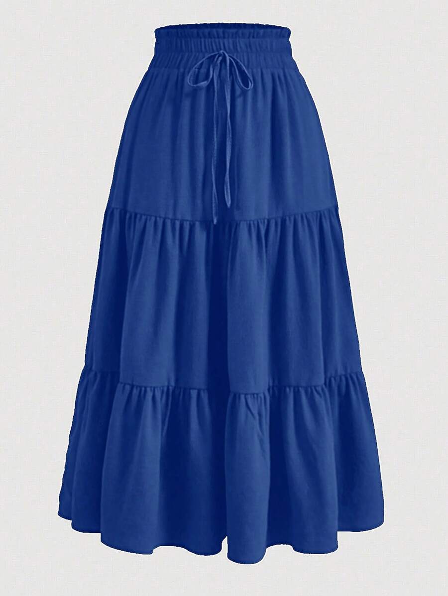 Women's Ditsy Floral Layered Ruffle Elastic Waist Vacation Skirt