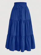 Women's Ditsy Floral Layered Ruffle Elastic Waist Vacation Skirt