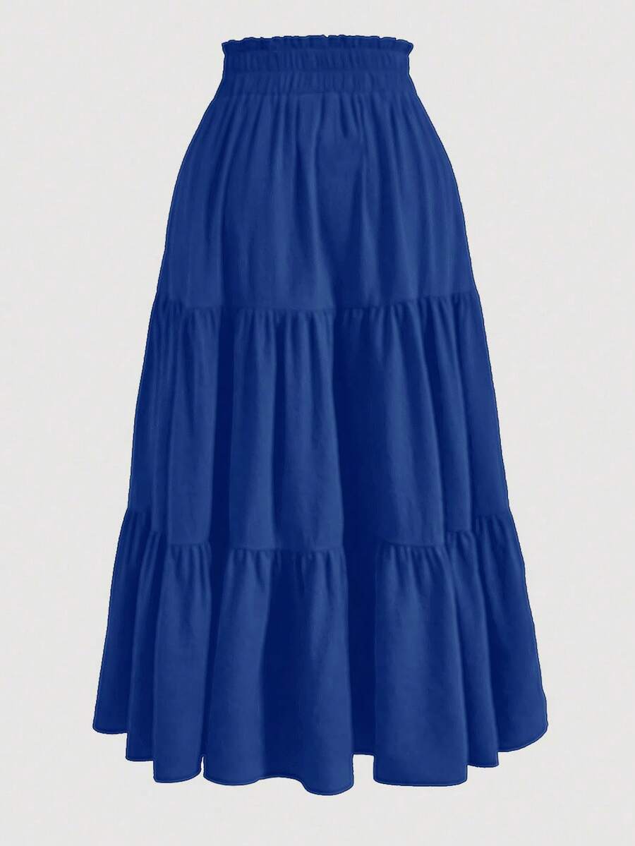 Women's Ditsy Floral Layered Ruffle Elastic Waist Vacation Skirt