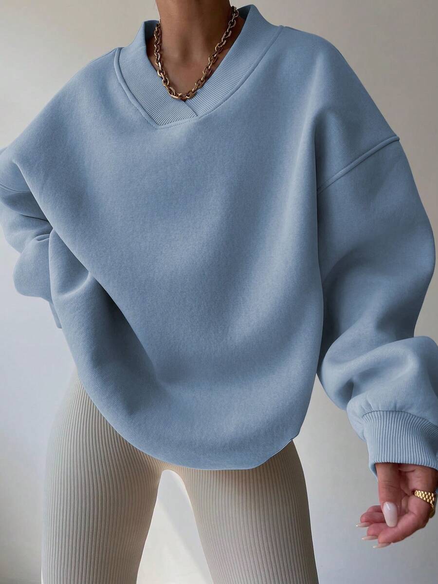 INAWLY Women's Spring And Autumn Loose Fit Casual Pullover With V-Neck And Dropped Shoulders,Ladies Spring/Fall Casual Long Sleeve V Neck Loose Regular Mint Green Drop Shoulder Pullovers Women Hoodies,Long Sleeve Tops Graduation,Back To School Outfits,Graduation,Teacher Outfits For Women,Back To School