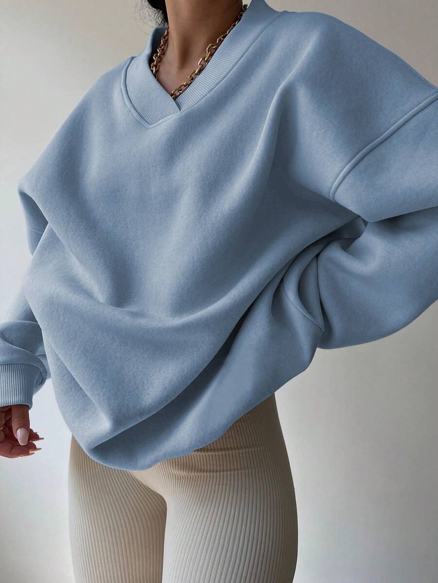INAWLY Women's Spring And Autumn Loose Fit Casual Pullover With V-Neck And Dropped Shoulders,Ladies Spring/Fall Casual Long Sleeve V Neck Loose Regular Mint Green Drop Shoulder Pullovers Women Hoodies,Long Sleeve Tops Graduation,Back To School Outfits,Graduation,Teacher Outfits For Women,Back To School