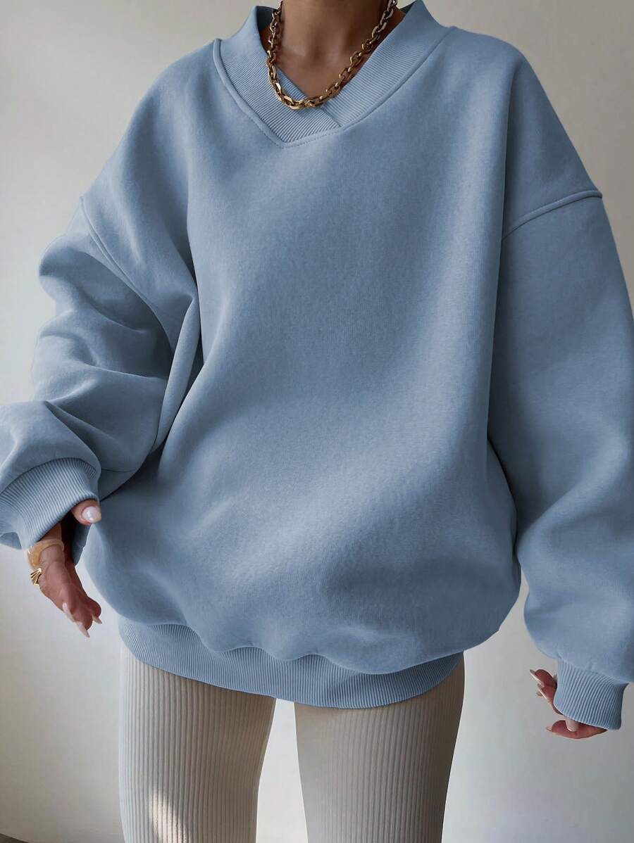 INAWLY Women's Spring And Autumn Loose Fit Casual Pullover With V-Neck And Dropped Shoulders,Ladies Spring/Fall Casual Long Sleeve V Neck Loose Regular Mint Green Drop Shoulder Pullovers Women Hoodies,Long Sleeve Tops Graduation,Back To School Outfits,Graduation,Teacher Outfits For Women,Back To School