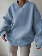 INAWLY Women's Spring And Autumn Loose Fit Casual Pullover With V-Neck And Dropped Shoulders,Ladies Spring/Fall Casual Long Sleeve V Neck Loose Regular Mint Green Drop Shoulder Pullovers Women Hoodies,Long Sleeve Tops Graduation,Back To School Outfits,Graduation,Teacher Outfits For Women,Back To School