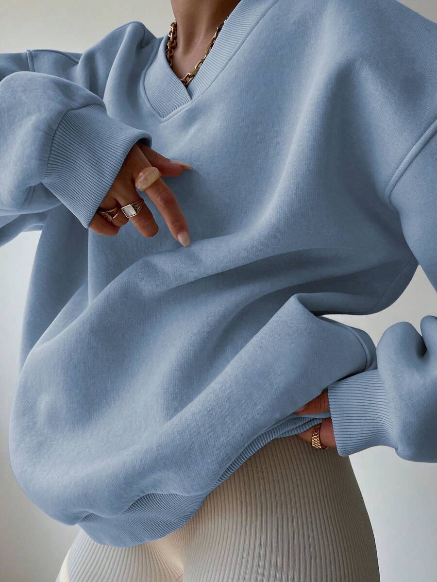INAWLY Women's Spring And Autumn Loose Fit Casual Pullover With V-Neck And Dropped Shoulders,Ladies Spring/Fall Casual Long Sleeve V Neck Loose Regular Mint Green Drop Shoulder Pullovers Women Hoodies,Long Sleeve Tops Graduation,Back To School Outfits,Graduation,Teacher Outfits For Women,Back To School