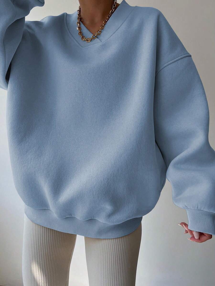 INAWLY Women's Spring And Autumn Loose Fit Casual Pullover With V-Neck And Dropped Shoulders,Ladies Spring/Fall Casual Long Sleeve V Neck Loose Regular Mint Green Drop Shoulder Pullovers Women Hoodies,Long Sleeve Tops Graduation,Back To School Outfits,Graduation,Teacher Outfits For Women,Back To School