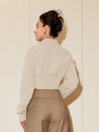 Women Solid Color Long Sleeve Fitted Elegant Blouse, Casual Cardigan Shirt Top, Spring/Autumn Daily Wear
