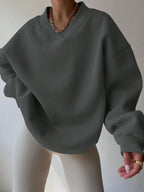 INAWLY Women's Spring And Autumn Loose Fit Casual Pullover With V-Neck And Dropped Shoulders,Ladies Spring/Fall Casual Long Sleeve V Neck Loose Regular Mint Green Drop Shoulder Pullovers Women Hoodies,Long Sleeve Tops Graduation,Back To School Outfits,Graduation,Teacher Outfits For Women,Back To School