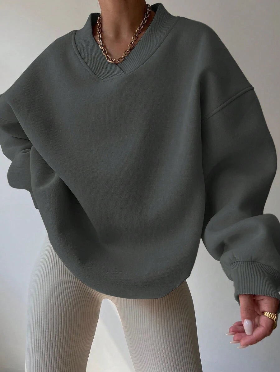 INAWLY Women's Spring And Autumn Loose Fit Casual Pullover With V-Neck And Dropped Shoulders,Ladies Spring/Fall Casual Long Sleeve V Neck Loose Regular Mint Green Drop Shoulder Pullovers Women Hoodies,Long Sleeve Tops Graduation,Back To School Outfits,Graduation,Teacher Outfits For Women,Back To School
