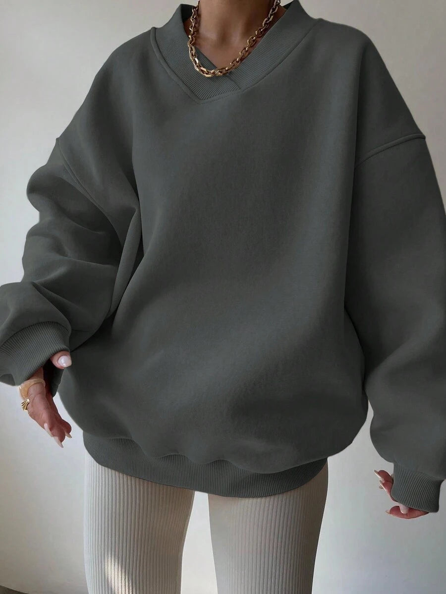 INAWLY Women's Spring And Autumn Loose Fit Casual Pullover With V-Neck And Dropped Shoulders,Ladies Spring/Fall Casual Long Sleeve V Neck Loose Regular Mint Green Drop Shoulder Pullovers Women Hoodies,Long Sleeve Tops Graduation,Back To School Outfits,Graduation,Teacher Outfits For Women,Back To School