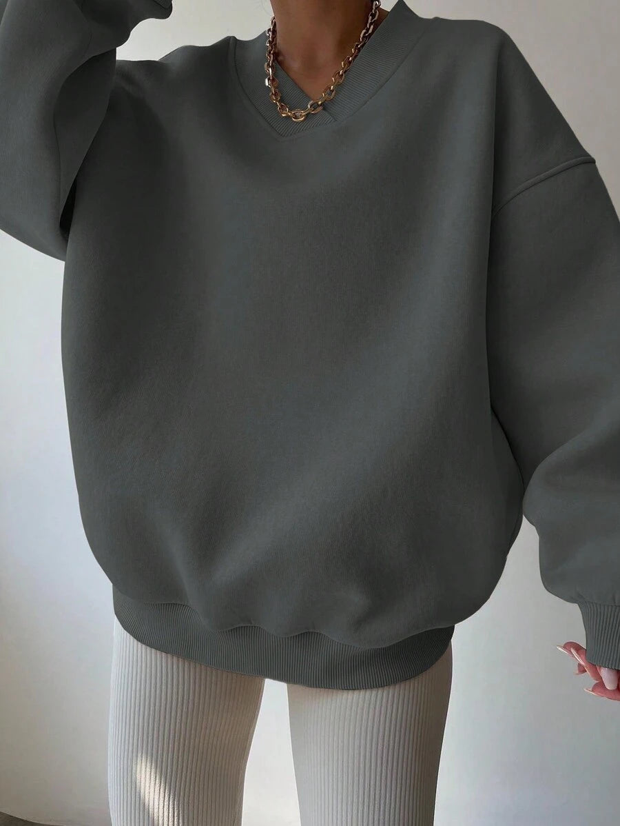 INAWLY Women's Spring And Autumn Loose Fit Casual Pullover With V-Neck And Dropped Shoulders,Ladies Spring/Fall Casual Long Sleeve V Neck Loose Regular Mint Green Drop Shoulder Pullovers Women Hoodies,Long Sleeve Tops Graduation,Back To School Outfits,Graduation,Teacher Outfits For Women,Back To School