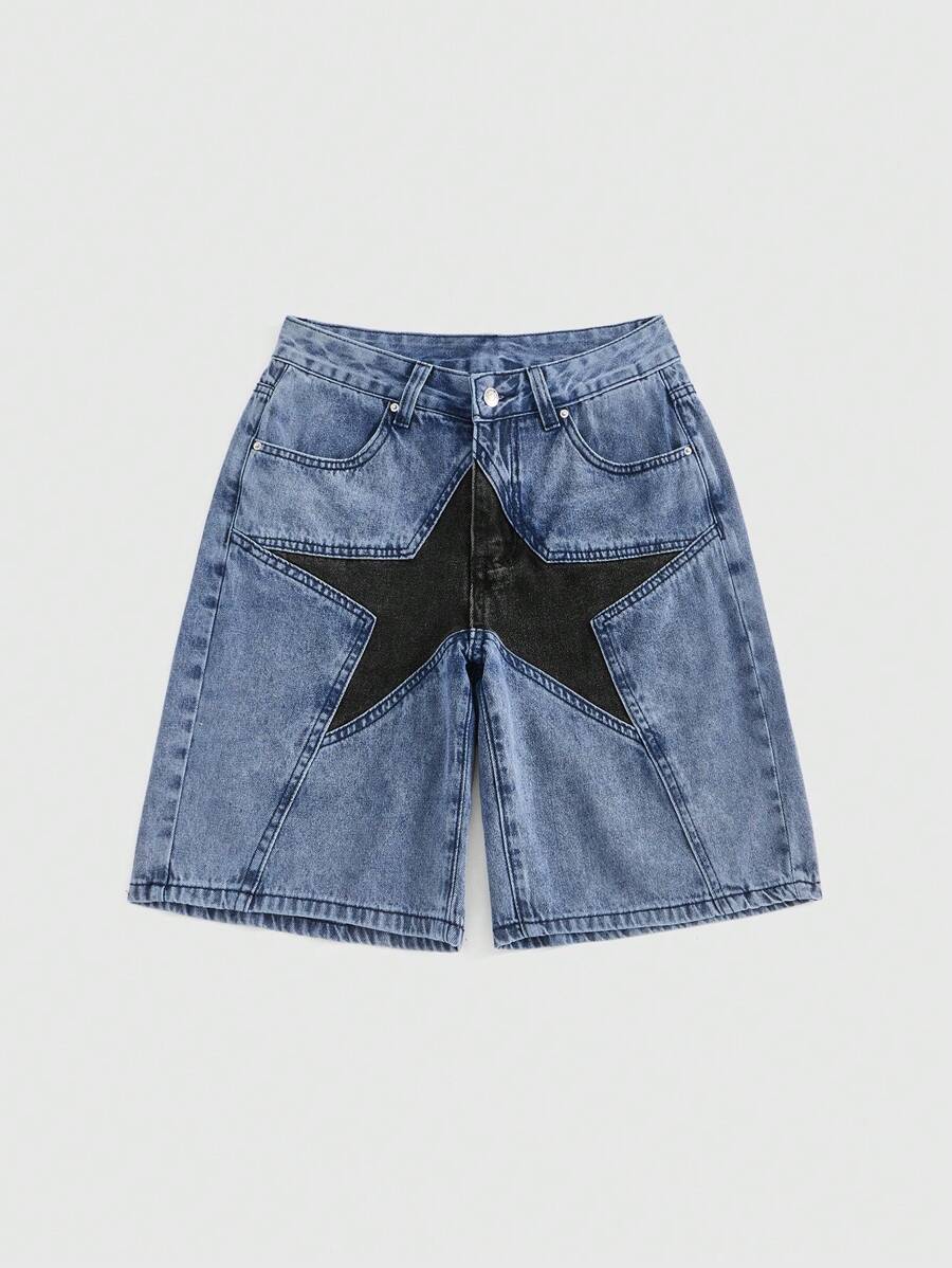 ROMWE Grunge Punk Women Star Low Waist Denim Shorts, School