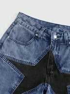 ROMWE Grunge Punk Women Star Low Waist Denim Shorts, School