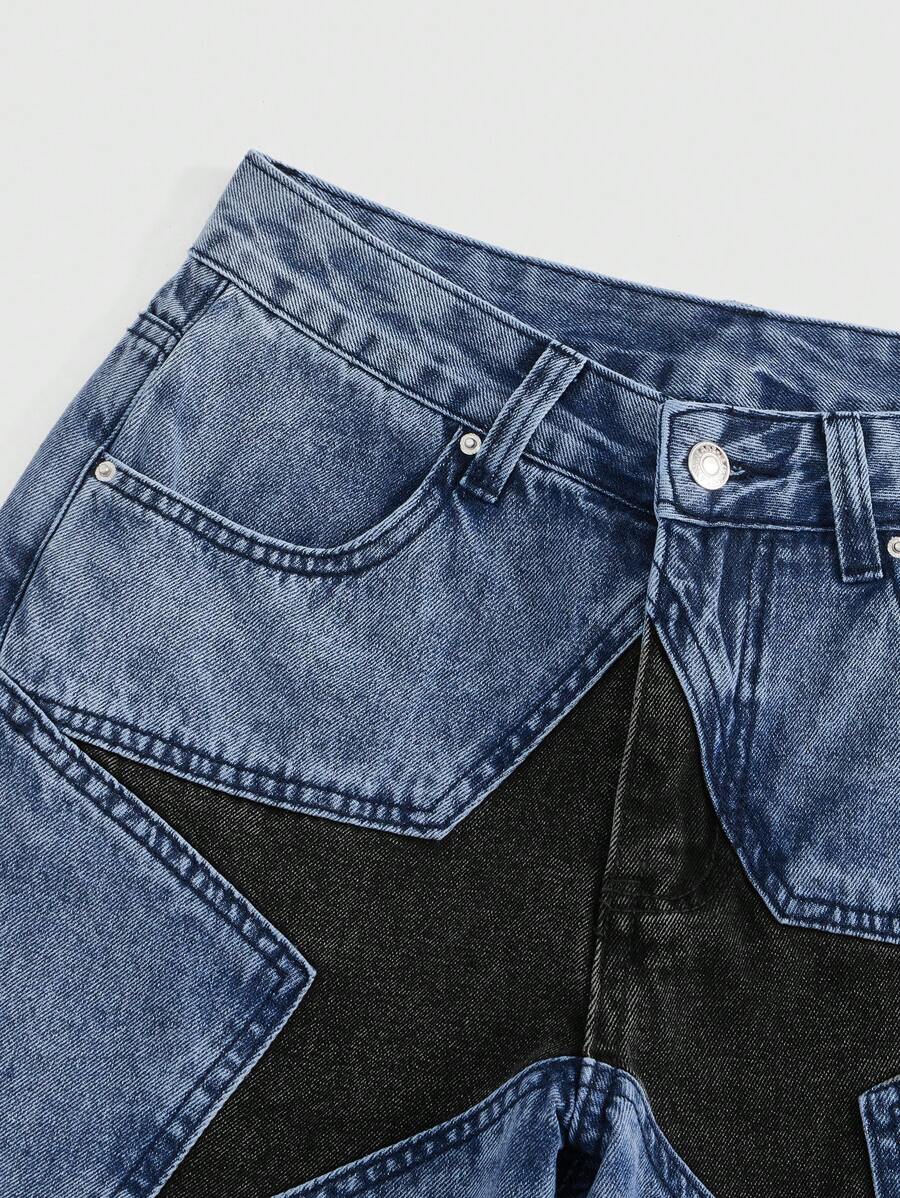 ROMWE Grunge Punk Women Star Low Waist Denim Shorts, School