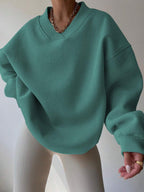 INAWLY Women's Spring And Autumn Loose Fit Casual Pullover With V-Neck And Dropped Shoulders,Ladies Spring/Fall Casual Long Sleeve V Neck Loose Regular Mint Green Drop Shoulder Pullovers Women Hoodies,Long Sleeve Tops Graduation,Back To School Outfits,Graduation,Teacher Outfits For Women,Back To School