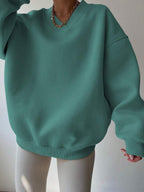 INAWLY Women's Spring And Autumn Loose Fit Casual Pullover With V-Neck And Dropped Shoulders,Ladies Spring/Fall Casual Long Sleeve V Neck Loose Regular Mint Green Drop Shoulder Pullovers Women Hoodies,Long Sleeve Tops Graduation,Back To School Outfits,Graduation,Teacher Outfits For Women,Back To School