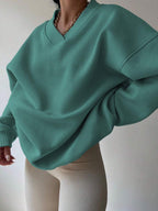 INAWLY Women's Spring And Autumn Loose Fit Casual Pullover With V-Neck And Dropped Shoulders,Ladies Spring/Fall Casual Long Sleeve V Neck Loose Regular Mint Green Drop Shoulder Pullovers Women Hoodies,Long Sleeve Tops Graduation,Back To School Outfits,Graduation,Teacher Outfits For Women,Back To School