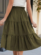 Women's Ditsy Floral Layered Ruffle Elastic Waist Vacation Skirt