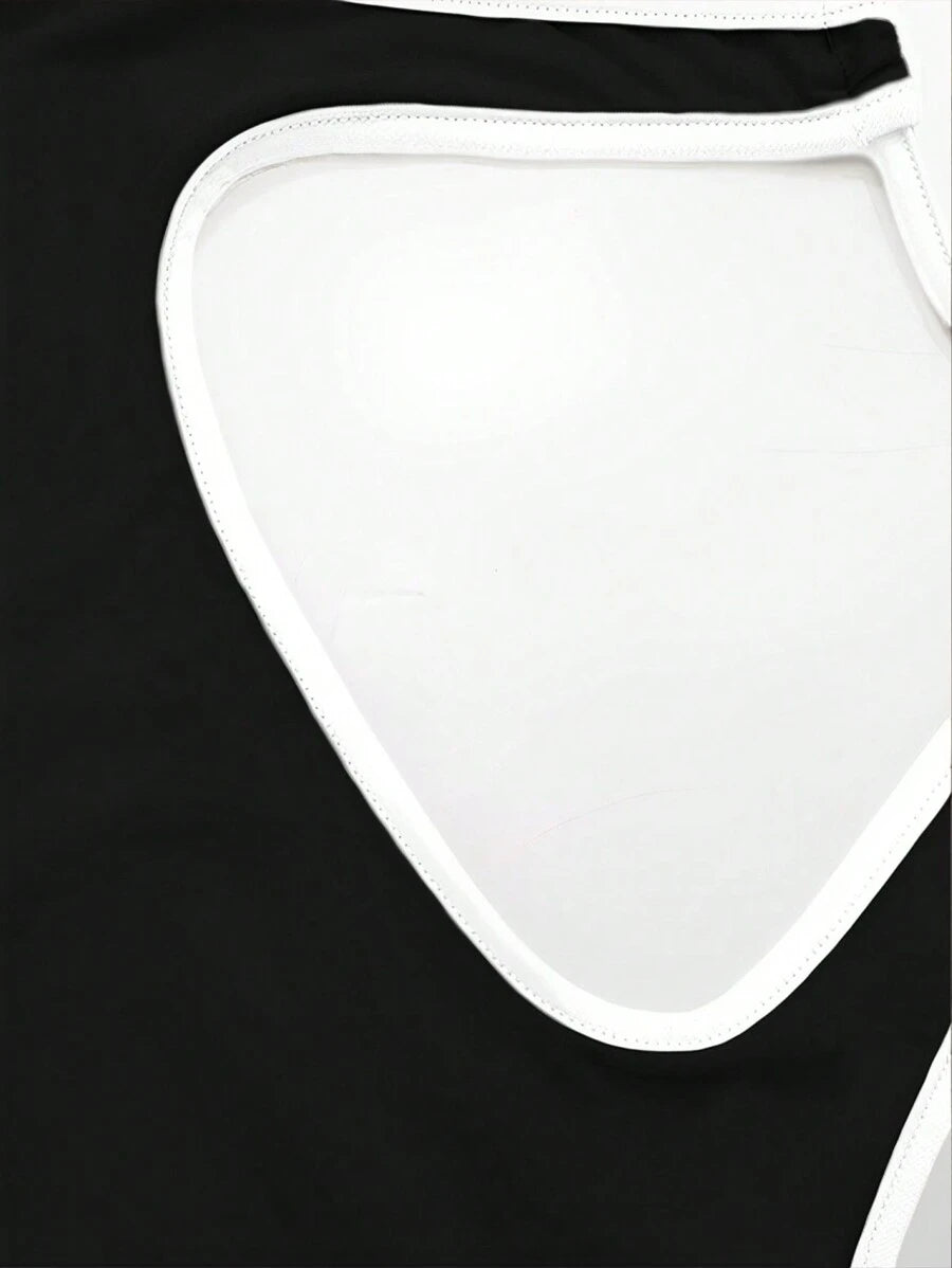 INAWLY Women Contrast Color Trim Halterneck Sleeveless Top For Casual Spring/Summer