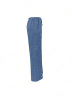 EMERY ROSE Women's Denim Effect Linen Blend Pants With Lace Hem Fall Cloth For Women