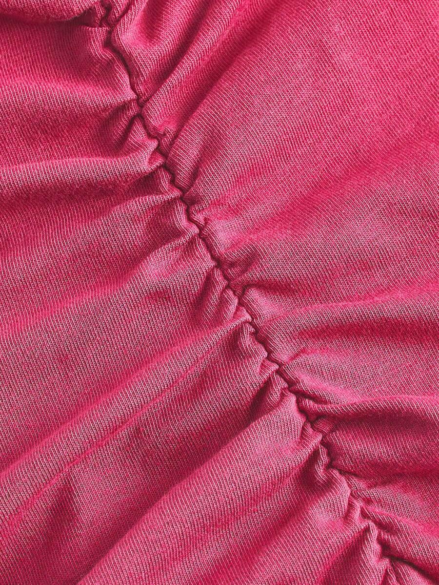ROMWE PUNK Contrast Lace Ruched Halter Top