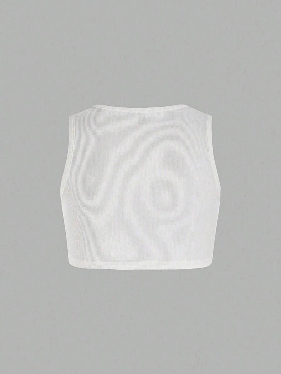 Zyxie Women's Summer Solid Color Cropped Slim Fit Tank Top With Twist Front