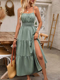 Breezaya Women's Holiday Pleated Cami Dress Maxi Vacation Beach Outfit