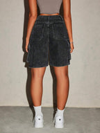 SHEIN ICON Women's Summer Casual Washed Denim Shorts